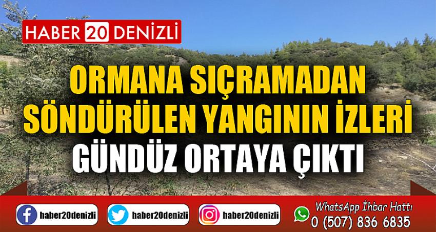 Ormana sıçramadan söndürülen yangının izleri gündüz ortaya çıktı