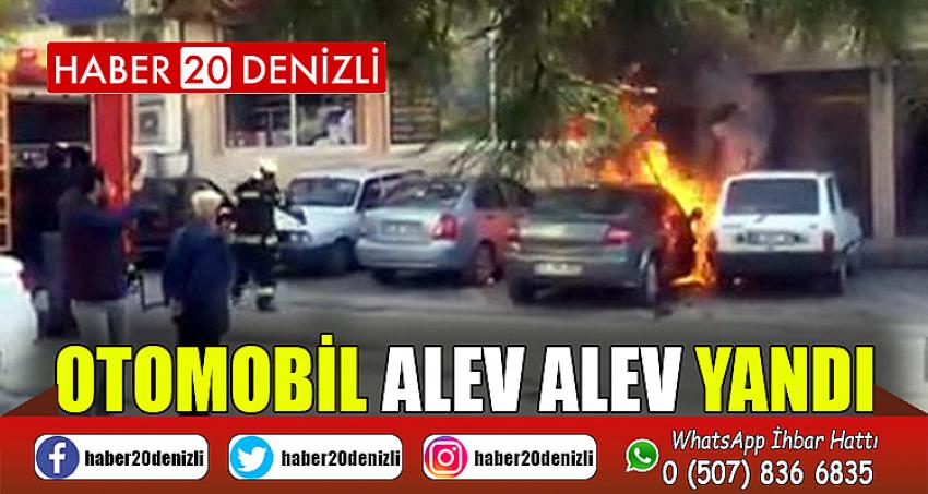 Otomobil alev alev yandı