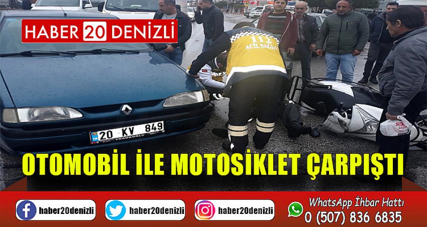 Otomobil ile motosiklet çarpıştı