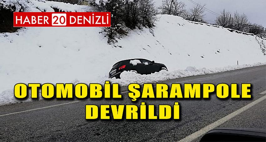 OTOMOBİL ŞARAMPOLE DEVRİLDİ