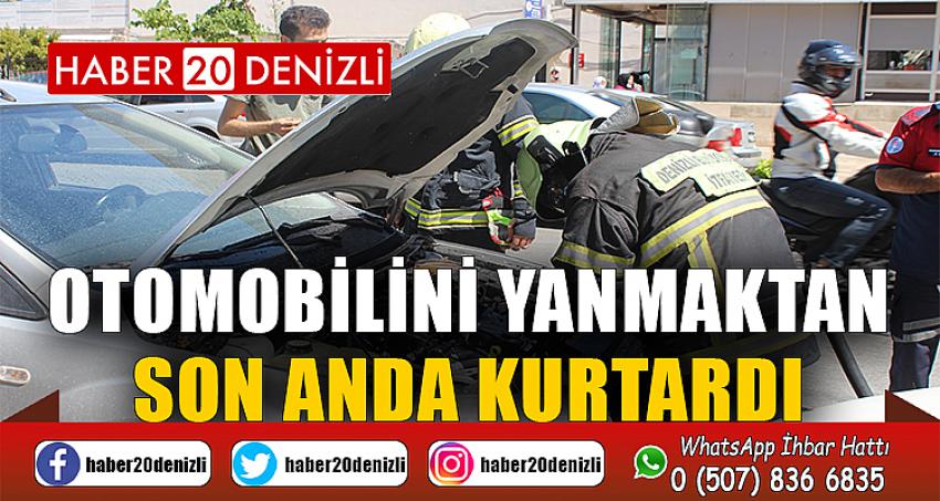 Otomobilini yanmaktan son anda kurtardı