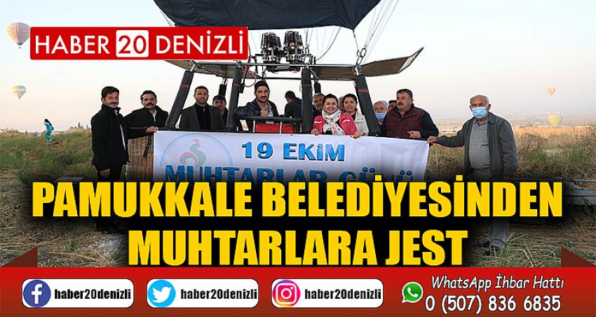 Pamukkale’deki muhtarlar, ‘Beyaz Cennet’i gün doğumu ile havadan izledi