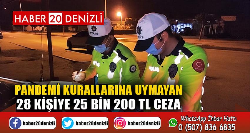 Pandemi kurallarına uymayan 28 kişiye 25 bin 200 TL ceza