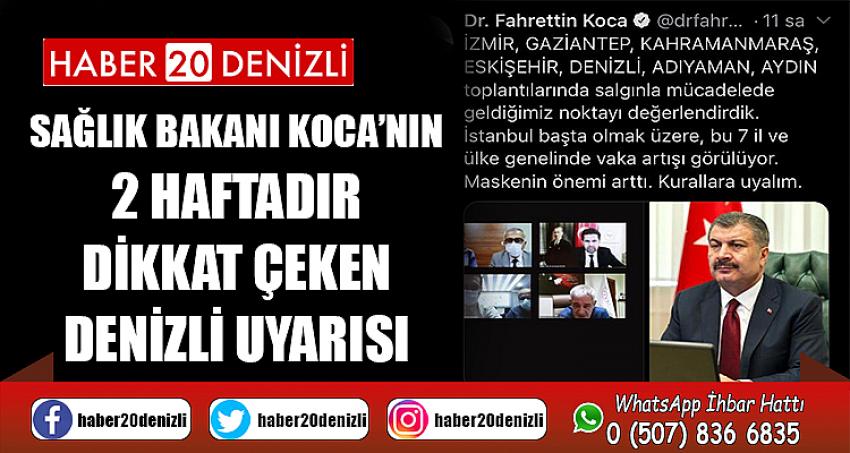 Sağlık Bakanı Koca’nın 2 haftadır dikkat çeken Denizli uyarısı