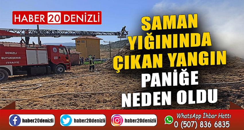 Saman yığınında çıkan yangın paniğe neden oldu