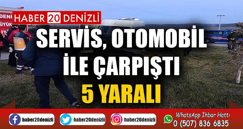 Servis, otomobil ile çarpıştı: 5 yaralı