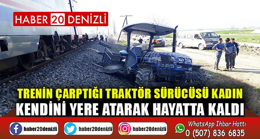 Trenin çarptığı traktör sürücüsü kadın kendini yere atarak hayatta kaldı