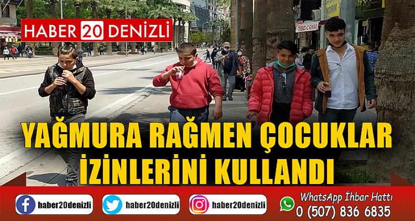 Yağmura rağmen çocuklar izinlerini kullandı