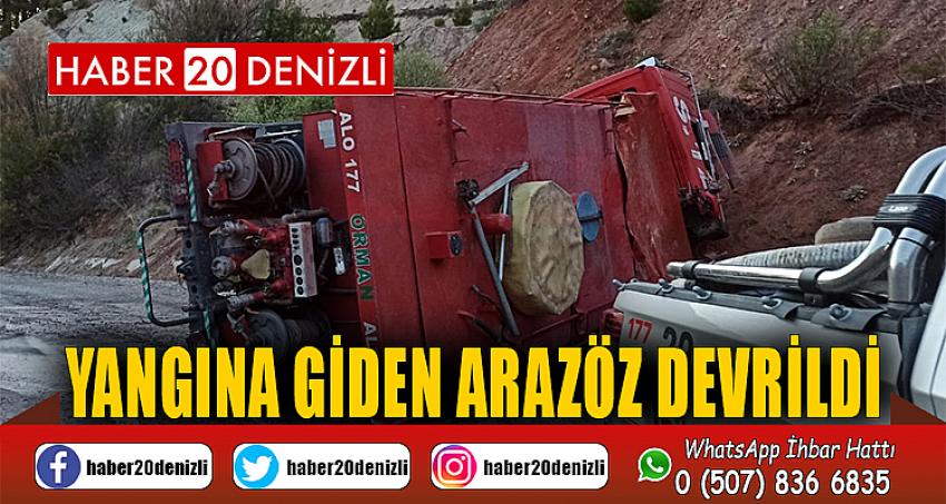 Yangına giden arazöz devrildi