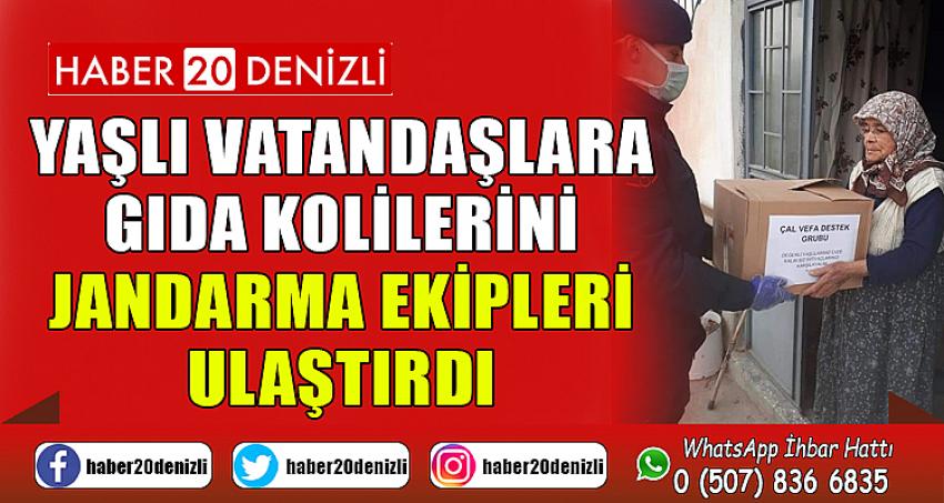 Yaşlı vatandaşlara gıda kolilerini jandarma ekipleri ulaştırdı