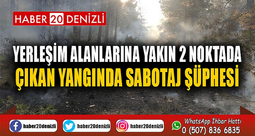 Yerleşim alanlarına yakın 2 noktada çıkan yangında sabotaj şüphesi