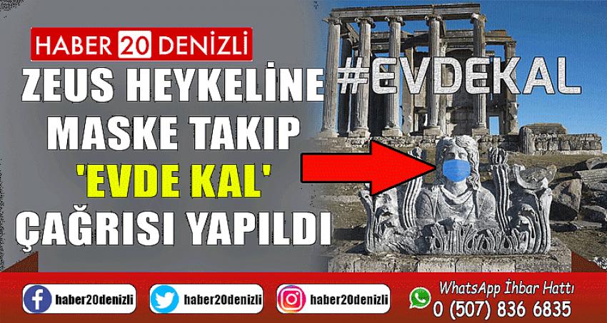 Zeus heykeline maske takıp 'evde kal' çağrısı yapıldı